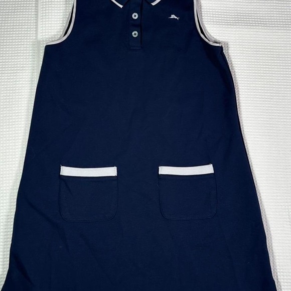 Dresses & Skirts - Tommy Bahama Navy Blue Polo Dress with White Trim  Size L 10-12